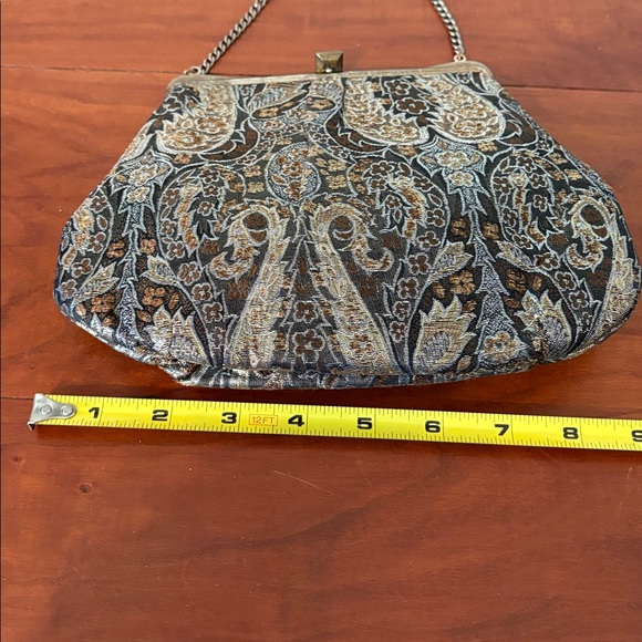 Vintage Tapestry Evening Bag | Chain Handle | Metal Frame - Picture 6 of 7